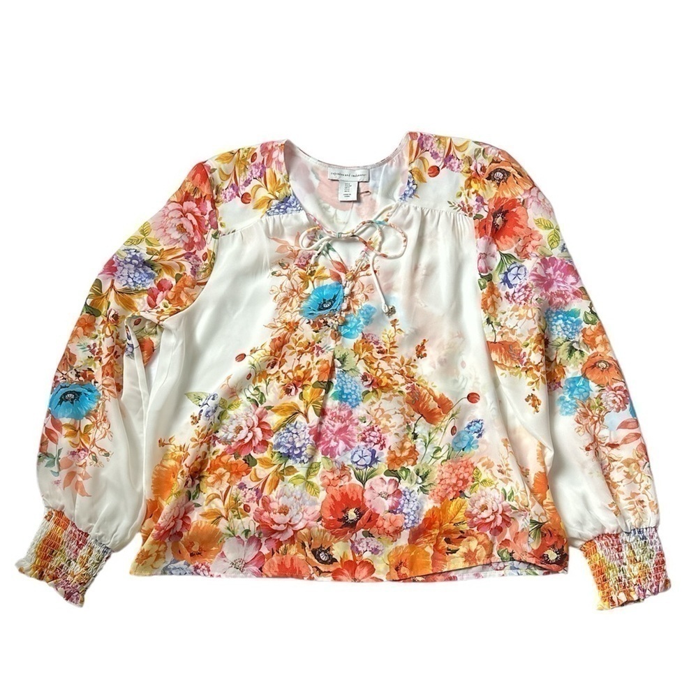 Cupcakes and Cashmere Floral Print Long Sleeve Top Women's Small